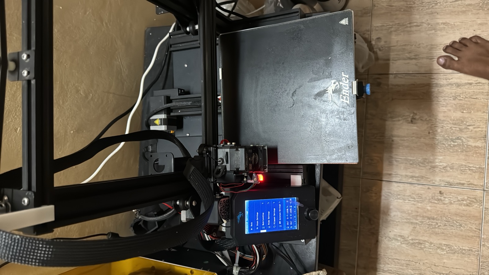 3D printer mid-job in the workshop